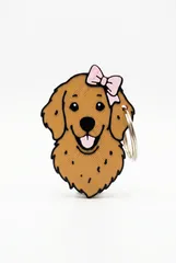 Kurdeleli Golden Retriever Figürlü Açacaklı Anahtarlık
