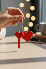 Kalp ve Anahtar Figürlü Çift Anahtarlık