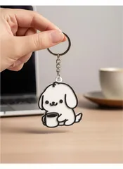 Kahve İçen Köpek Figürlü Anahtarlık